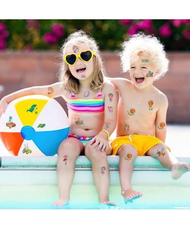 Qpout Kids Temporary Tattoos - 18 Sheets Fake Tattoos for Boys & Girls - Unicorn, Princess, Mermaid, Dinosaur, Dolphin, Astronaut Tattoo Sticker - Children Birthday Party Favors - Buy Online on GoSupps.com