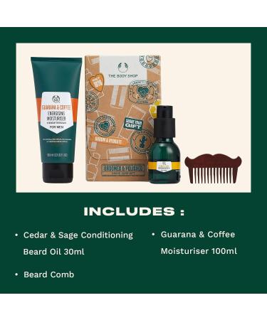 Shop The Body Shop Groomed & Polished Beard Care Gift Set - Vegan Cedar & Sage Oil Guaran & Coffee Moisturizer & Comb | International Shipping Available - Buy Online on GoSupps.com