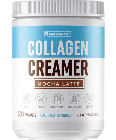 NativePath: Mocha Latte Collagen Coffee Creamer - Made with Grass-Fed Collagen Protein Powder, MCT Oil, Monk Fruit - 20 Servings - Perfect for Paleo and Keto Coffee - No Dairy, Soy or Gluten