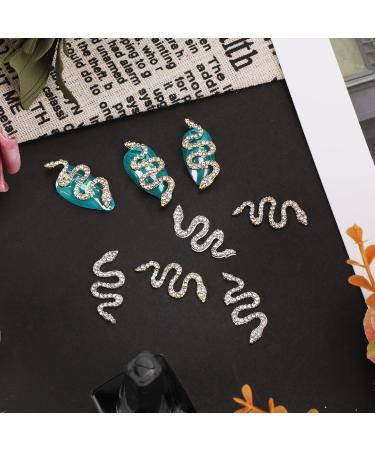MWOOT 10 Piece 3D Snake Nail Charms Set - Gold & Silver Snake Wave Jewelry Gems Nail Art Kit for Women, Girls, Manicure Salon - Rhinestones Nail Decorations - Buy Online on GoSupps.com