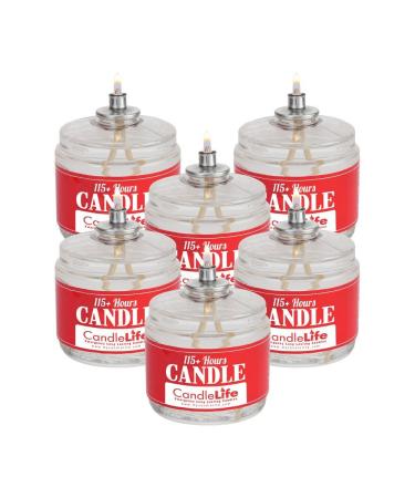 Candlelife Emergency Survival Candle (Set of 6) - 115 Hours Long Lasting Burning Time - Great Source of Light for Blackout, Camping, Fishing and Hunting - Smoke & Odor-Free | Clear Mist 6 Pack