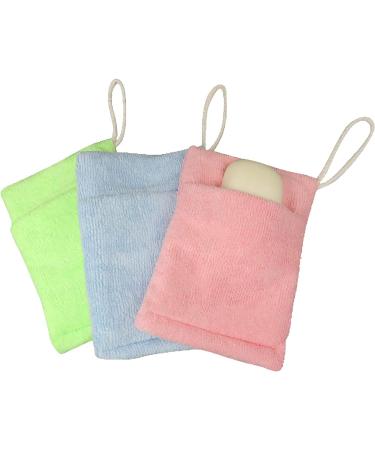 Evelots Soap Saver/Holder Set/3 - Microfiber Pocket Scrubber with Exfoliating Sponge on Rope - Buy Online on GoSupps.com