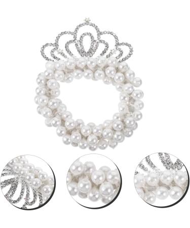Ipetboom Hair Rope Hair Accessories for Girls Pearl Hair Tie Elastic Hair Tie Tiara Hair Ribbons Hair Ties for Girls Scrunchies for Girls Pearl Crown Hair Ties Pearl Beaded Hair Scrunchies - Buy Online on GoSupps.com