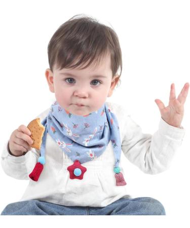 Winter Scarf Cotton Baby Bandana Drool Bib - Sky-blue | Infant Feeding Towel Protector for Teething and Drooling Babies - Buy Online on GoSupps.com
