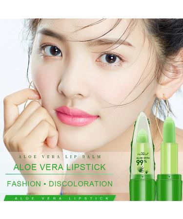 Skynest Aloe Vera Lip Balm Set - Moisturizing Lipstick & Color Change Gloss Long-Lasting & Nutritious Lip Plumper (Green) - Buy Online on GoSupps.com