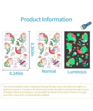 Glow Temporary Tattoos for Kids - 210pcs Luminous Tattoo Stickers in Mixed Styles - Unicorn, Dinosaur, Pirate, Mermaid - 16 Sheets - Party Supplies & Gifts for Children - Buy Online on GoSupps.com