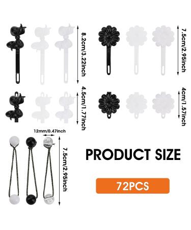 Yolev 72-Piece Self Hinge Plastic Hair Barrettes for Girls - Bowknot and Flower Hair Clips - Cute 80s 90s Style - Black/White/Transparent - Buy Online on GoSupps.com