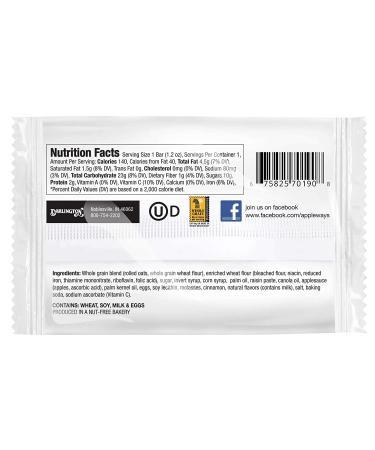 Appleways Whole Grain Apple Oatmeal Bar 2.4 oz - Pack of 12 | Healthy Snack Option - Buy Online on GoSupps.com