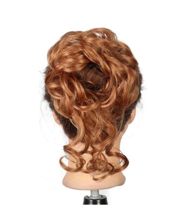 Hair Scrunchies Hair Bun Synthetic Bun Donut Bun Ponytail Hair Extensions Messy Blonde Curls with Elastic Rubber Band Wig Hair Bun for Women Women Hair Bun (Color : 30)