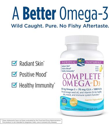 Nordic Naturals Complete Omega-D3 1000 mg - 60 Soft Gels - Lemon Flavor - Buy Online on GoSupps.com