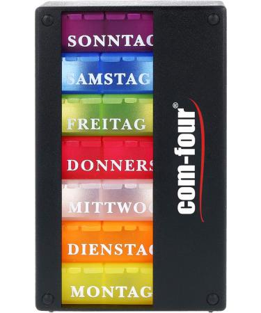 COM-FOUR 2x Drug Doser 7 Days - Medication Box for Morning Lunch Evening - Pill & Tablet Organizer - Weekly Dosing Solution in Black & Silver - Buy Online on GoSupps.com