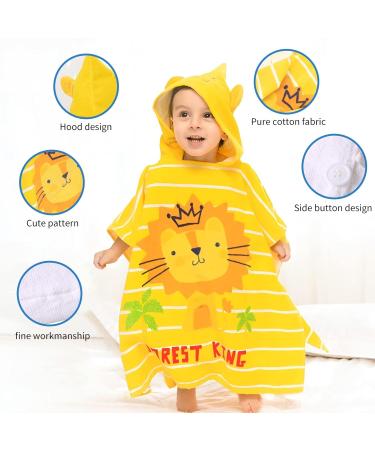 Supgomax Hooded Bathing Poncho for Kids - Cartoon Lion Beach & Bath Towel Absorbent Child Towels for Swimming & Shower - Buy Online on GoSupps.com