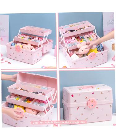 Hair Accessories Organiser Hair Clip Storage Hair Clip Organiser 3-Layer Box for Hair Accessories Storage 180 Unfold Kids Jewellery Box with Handle and DIY Stickers for Hairbands Hair Ties Clips - Buy Online on GoSupps.com