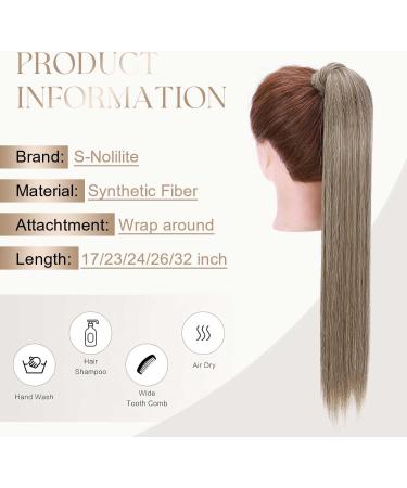S-noilite Trendy 23 Straight Wrap Around Ponytail Clip in Hair Extension Strap Ash Brown mix Bleach Blonde 23 Inch - Buy Online on GoSupps.com