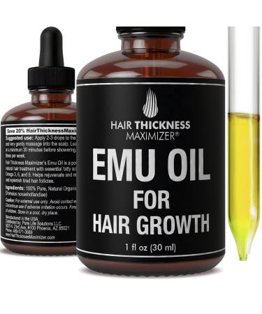 EMU Oil For Hair Growth by Hair Thickness Maximizer. Best Organic  Natural Oils Treatment with Omega 3 6 9. Stop Hair Loss Now. Hair Thickening Serum to Replenish Hair Follicles for Men and Women 1oz 1 Fl Oz (Pack of 1)