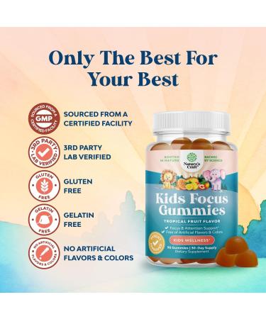 Kids Focus Gummies - Nootropics Brain Support Supplement for Kids with Green Tea Extract B6 & B12 Vitamins for Memory and Brain Focus - Herbal Concentration Chews for Children - 90 Count 90 Count (Pack of 1) - Buy Online on GoSupps.com