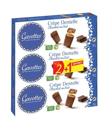 Pack of 6 units *** GAVOTTES crepes lace chocolate 2x90g + 90g free *** i.e. a box of 6 units ***