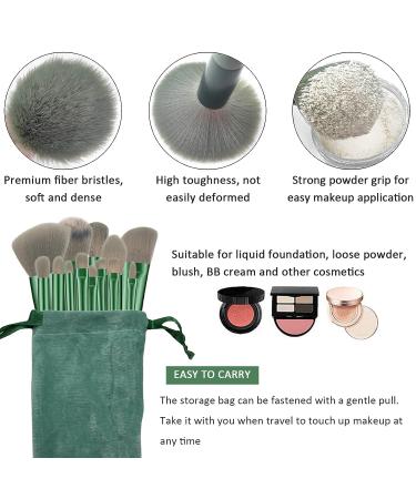 Muhuabeauty 13pcs Makeup Brushes Set with Beauty Blender & Eyeshadow Brush Set - Includes Cloth Bag and 4 Boxed Makeup Sponges for Foundation in Green - Buy Online on GoSupps.com