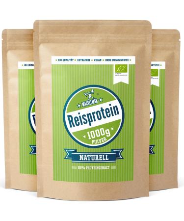 Reisprotein vegan von Maskelm n - 3 kg - 88% protein - Extra -Eine Bio Rice protein from the rice bran - Ideal vegan protein source 1 kg (3 -pack)