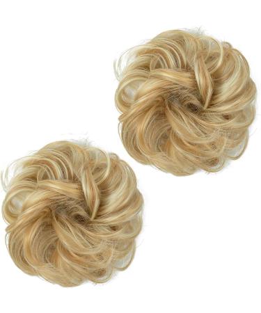 SARLA 2PCS Messy Hair Bun Scrunchies for Women in Golden Blonde/Beach Blonde - Updo Hair Extensions for Girls - Buy Online on GoSupps.com