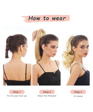 HewEicsy 20 Ponytail Extension Synthetic Hairpiece Blonde - Clip-in Daily Fluffy Ponytail Wig for Women - Buy Online on GoSupps.com