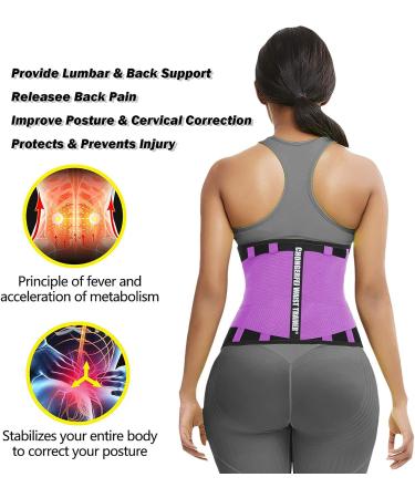 Waist Trainer Belt for Women and Men - Purple Medium Waist Trimmer for Weight Loss and Slimming - Body Shaper - Buy Online on GoSupps.com