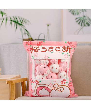 Cute Snack Pillow Bunny Plush Toy - Kawaii Rabbit Pudding Pillow with Removable Bunny Dolls - Creative Gift for Kids - 8 Sakura Bunnies - Buy Online on GoSupps.com