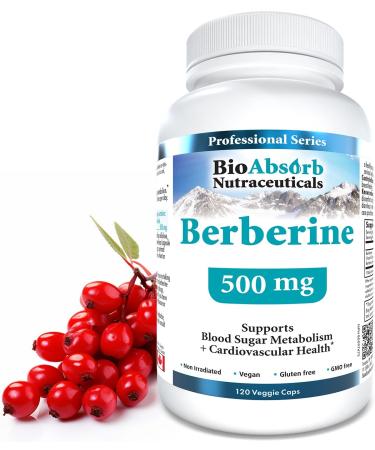 Berberine 500mg Supplement 97% Tested Purity Berberine Supplements Sourced From Non-GMO Berberis Aristata (120 Veggie Caps of Berberine HCL) 120 count (Pack of 1)