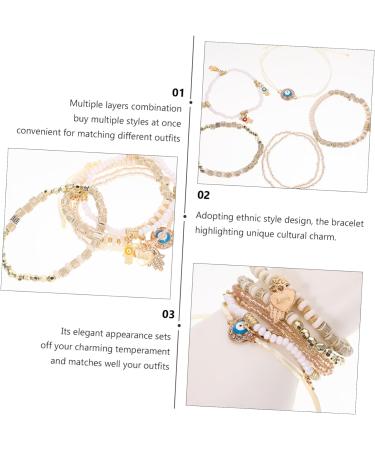 SEWACC 6pcs Beaded Bracelet Lockets Trendy Gifts Charm Bracelets Decor Boho Gifts The Gift Bohemian Bracelet Handmade Bracelet Women Wrist Jewelry Bracelet for Women Pendant Manual Travel 6.50X6.50X0.50CM White - Buy Online on GoSupps.com