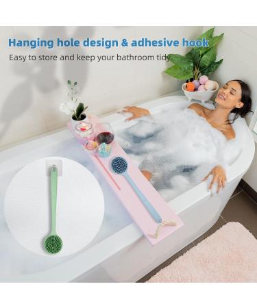 HEDONLEE Silicone Body Scrubber Set - 2 Pack Long Handle Back Scrubber with Hooks for Shower, Bath, Skin Massage, Exfoliation - Buy Online on GoSupps.com