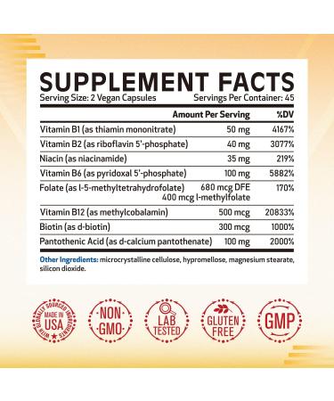 REMEDIATE Methylated B Complex Vitamins - Daily Energy & Nerve Support - 90 Vegan Caps - Buy Online on GoSupps.com