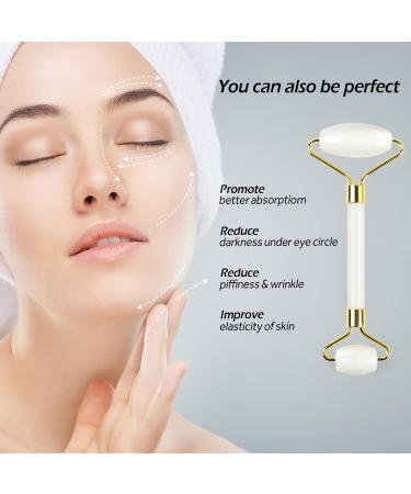 Geeric Gua Sha & Jade Facial Roller Tool - Natural Green & White Jade Massage for Fine Lines & Eye Swelling Relief - Buy Online on GoSupps.com