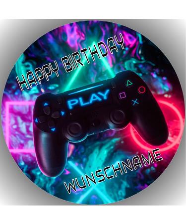 Fondant cake topper cake image birthday PLAYER/GAMER personalizable DESIRED NAME - Buy Online on GoSupps.com
