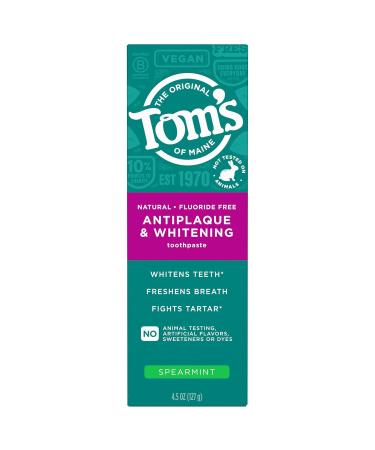 Tom's of Maine Antiplaque & Whitening Fluoride-Free Toothpaste - Spearmint 3-Pack | Buy Internationally - Buy Online on GoSupps.com