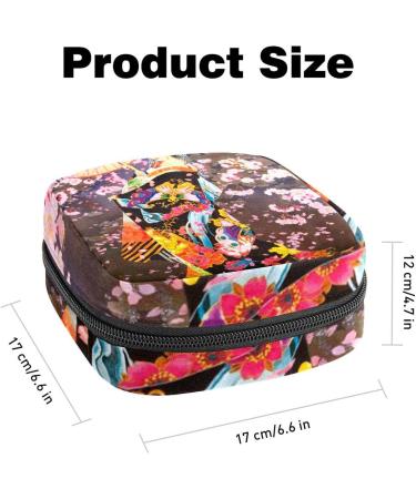 Japanese Geisha Petals Women's Napkin Storage Bag - Portable Menstrual Cup Bag with Zipper for Teens & Women - Buy Online on GoSupps.com