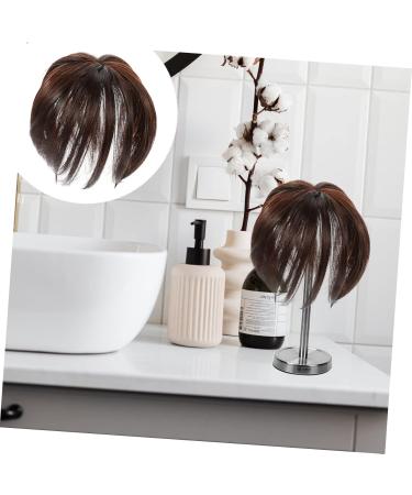 DOITOOL Piece Wig Hair Volume Cover Bangs Hair Extensions Brown Hair Topper Flat Bangs Clip on Brown Hair Bangs Clip on Fake Bangs Clip Chemical Fiber No Trace Middle Aged Tassel - Buy Online on GoSupps.com