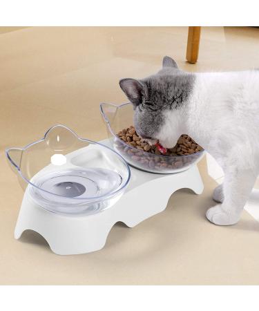 Milifun Elevated Tilted Cat Food Bowls | Anti-Vomiting Orthopedic Kitty Bowls for Indoor Cats - White - Buy Online on GoSupps.com