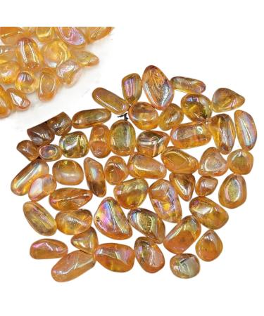 100g Bulk Yellow Titanium Aura Electroplated Natural Clear Quartz Crystal Tumbled Stones Minerals Home Decor Gift Crystal Natural Luster (Color : Orange Clear Tumbled Size : 100g Bulk) 100g Bulk Orange Clear Tumbled