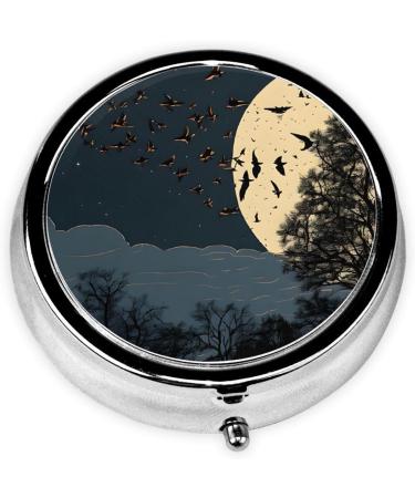 Buy Night Crow Printed Mini Round Pill Box - 3 Compartment Medicine Organizer for Travel Pocket & Home Use - Portable Pill Case - Buy Online on GoSupps.com