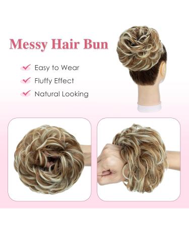 Tess Hair Part with Rubber Band - 55g Honey Blonde & White Blonde Synthetic Hair Extensions for Large Buns | Women's Hair Tie - Buy Online on GoSupps.com