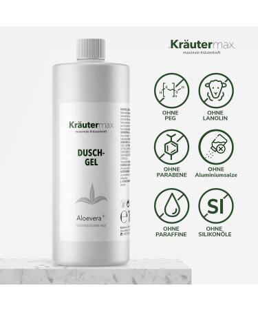 Herbal Max Aloe Vera shower gel cleansing gel with aloe vera gel for body and hair 1 x 1000 ml Aloe vera 1 l 1er Pack - Buy Online on GoSupps.com