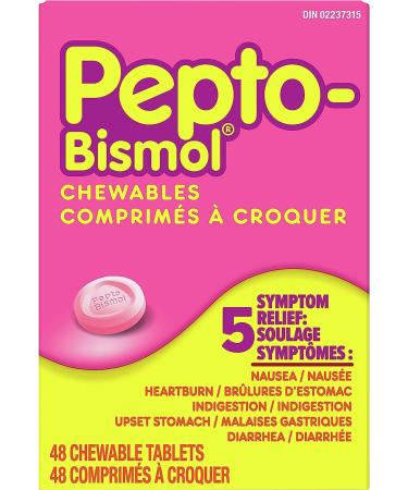 Pepto Bismol Chewables Upset Stomach Relief Diarrhea Relief Heartburn Nausea Indigestion Upset Stomach Original Flavour 48 Count Original 48 Count (Pack of 1)