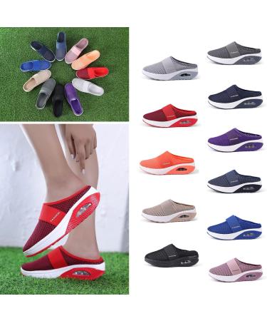 Horblux Women's Air Cushion Slip-On Walking Shoes - Orthopedic Diabetic Sandals with Arch Support, Size 9, Black - Buy Online on GoSupps.com