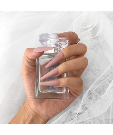 Shop Sethexy Matte Ballerina Monochrome Long False Nails - Acrylic Art Tips in Pink for Women & Girls | International Shipping Available - Buy Online on GoSupps.com