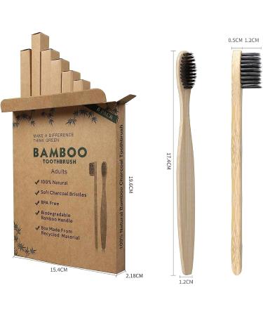Jinpojun Bamboo Toothbrushes - 6 Pack Nano Brush BPA Free Eco-Friendly Biodegradable & Compostable Packaging (Black & White) - Buy Online on GoSupps.com