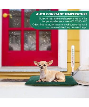 Outdoor Heated Pet Bed - Waterproof Cover, Auto Temperature Control - Pet Heating Pad for Dog House, Cabin, Cot - M 19.7'' x 15.7'' Green - Buy Online on GoSupps.com