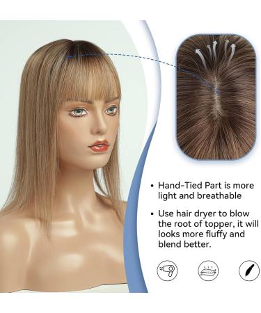 EMMOR Hair Toppers for Women Hair Loss Cover Hair Topper for Women with Thinning Human Hair 150% Density Silk Base Three Clips in Topper 14 inch Ombre Ash Blonde-35 Ombre Ash Blonde-35 35cm - Buy Online on GoSupps.com