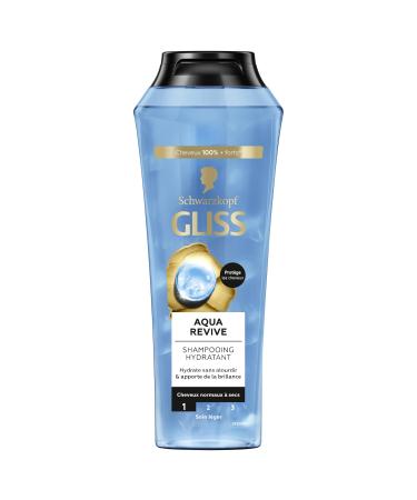 Gliss Schwarzkopf - Gliss - Aqua Revive Shampoo - Hair Repair - Moisturizes Without Weighing - Normal to Dry Hair - Hyaluron & Marine Algae Complex - 90% Natural Ingredients - 250 ml