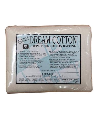 Quilters Dream 100% Cotton Batting - King Size Quilt Batting for DIY (Thin, 122 Inches x 120 Inches)