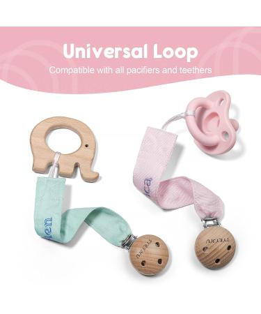 Personalized Tyry.hu Pacifier Chain for Boys & Girls | 2-Pack Pink & Green Wood Clip Cotton Baby Gift - Buy Online on GoSupps.com